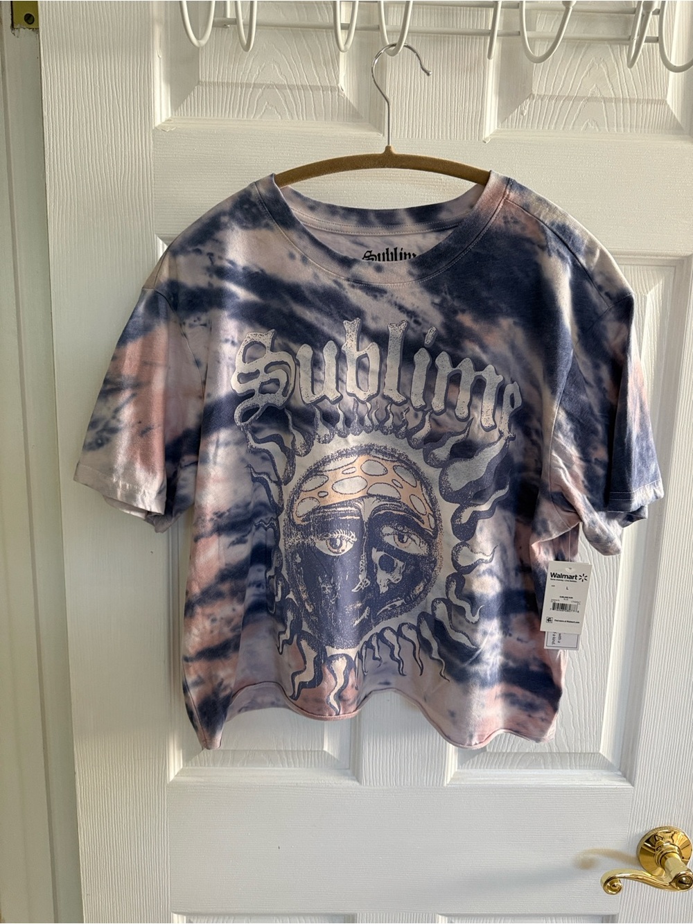 Sublime Tie-Dye Short Sleeve Crew Tee in Blue & Pink Size M